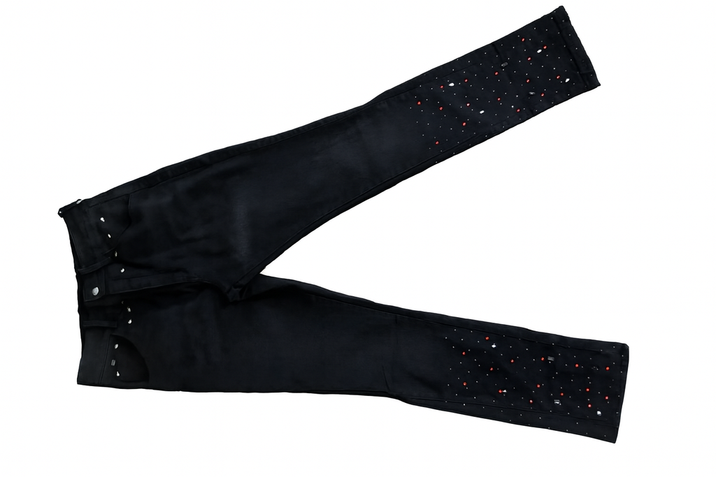 Black CxC Jeans Red/White/Black Stones